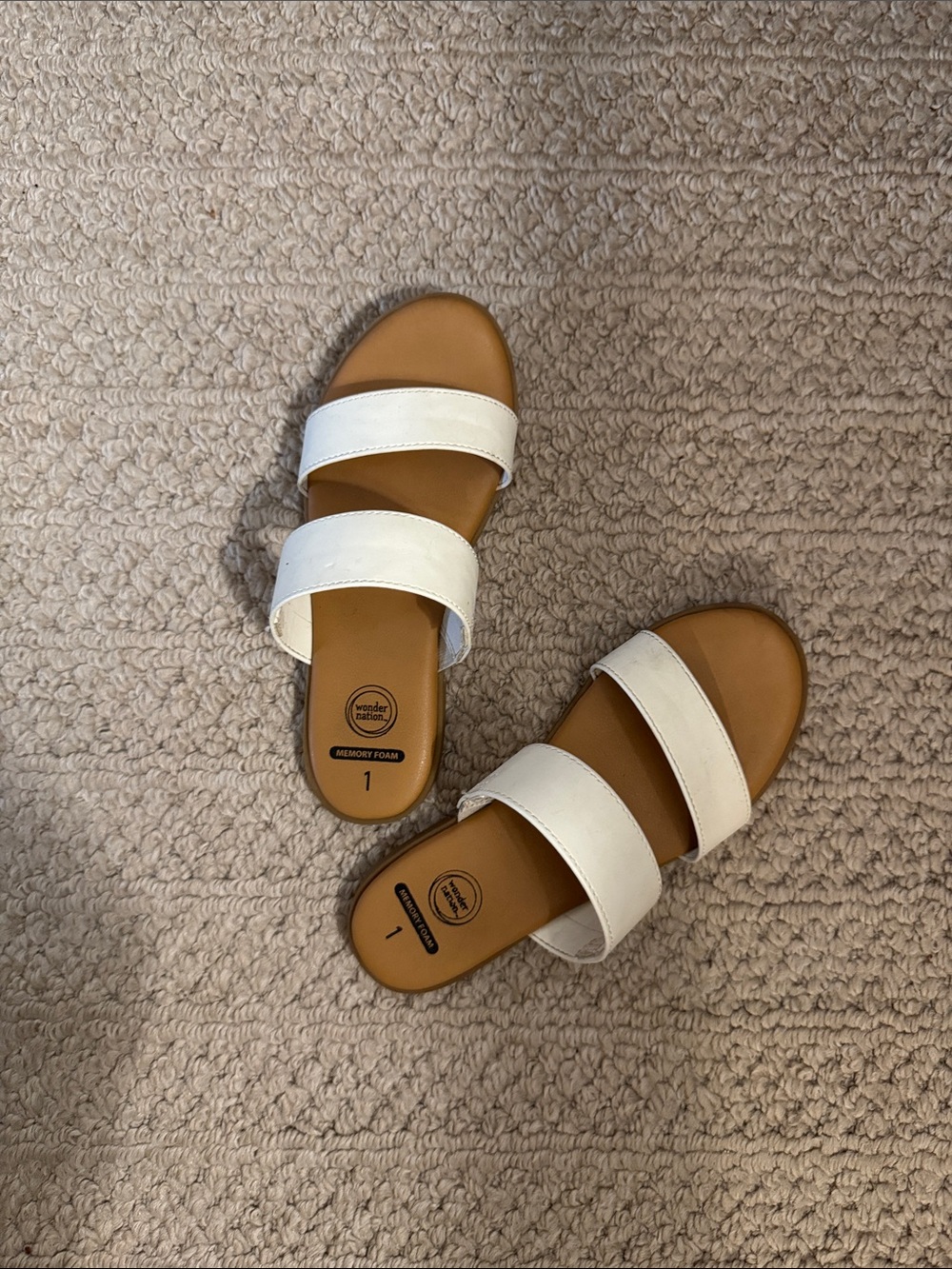 wonder nation White Double-Strap Girls' Slide Sandals